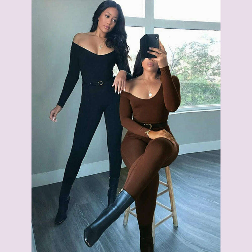 II Women's Rompers Long Sleeve Solid Skinny Bodycon Jumpsuits Fashion Sports Fitness Casual Activity Streetwear Overalls