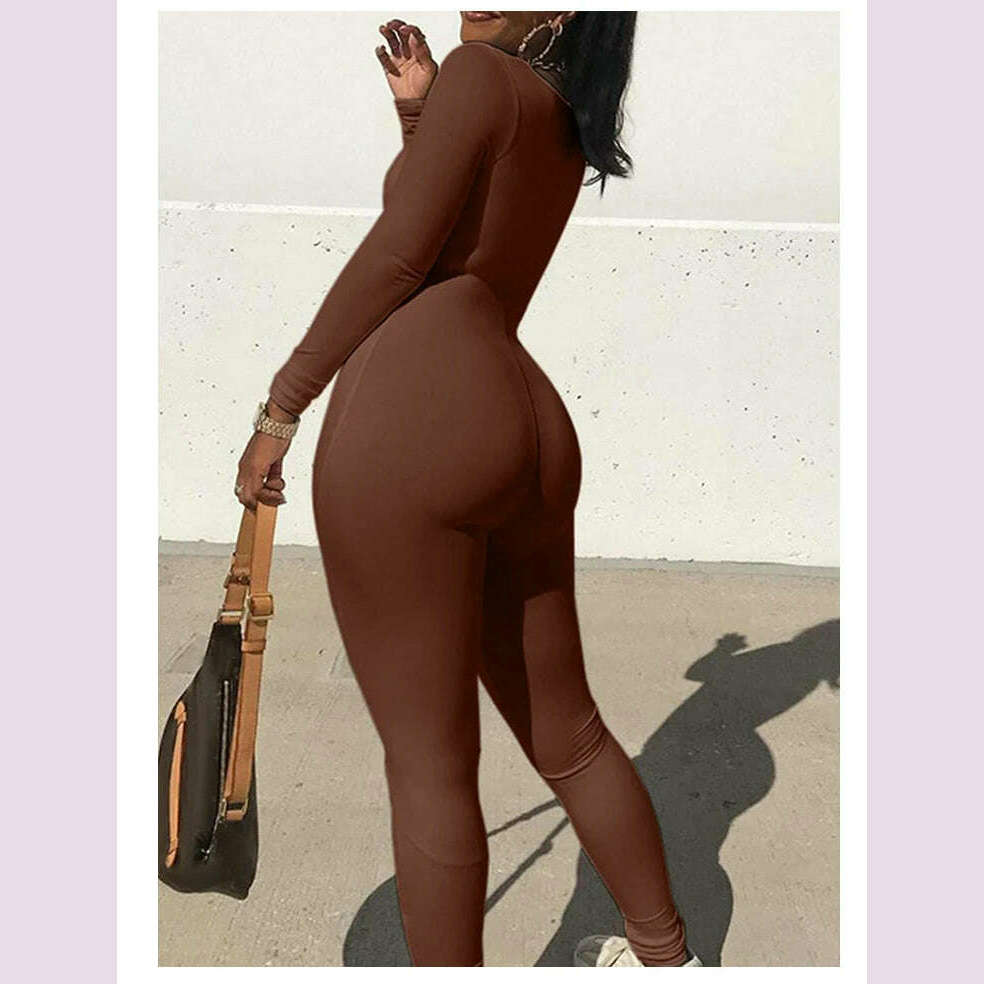 II Women's Rompers Long Sleeve Solid Skinny Bodycon Jumpsuits Fashion Sports Fitness Casual Activity Streetwear Overalls