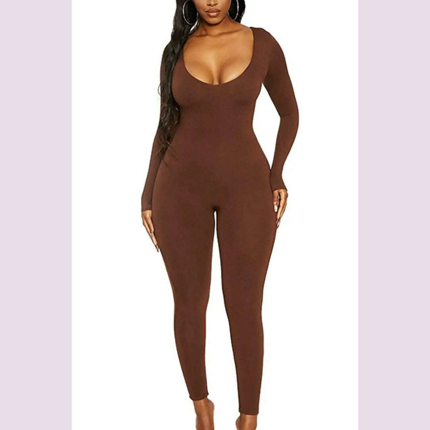 II Women's Rompers Long Sleeve Solid Skinny Bodycon Jumpsuits Fashion Sports Fitness Casual Activity Streetwear Overalls