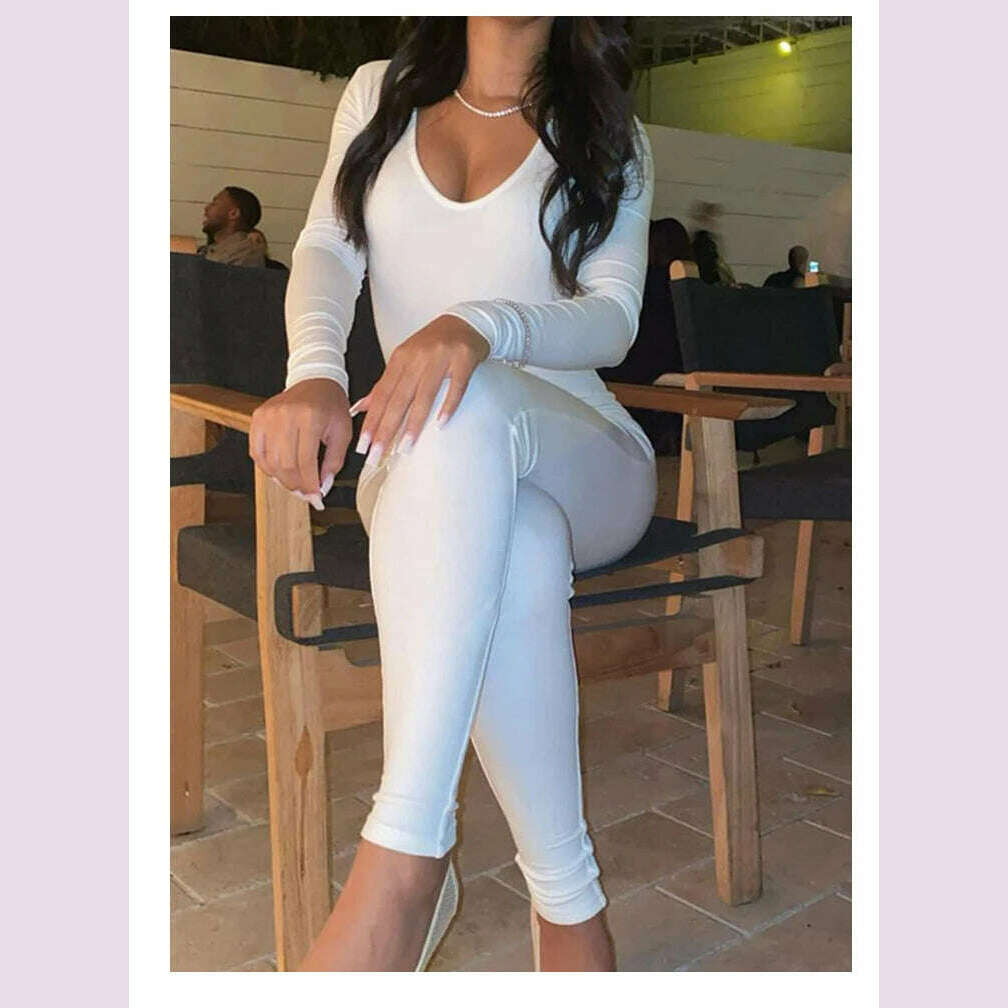 II Women's Rompers Long Sleeve Solid Skinny Bodycon Jumpsuits Fashion Sports Fitness Casual Activity Streetwear Overalls