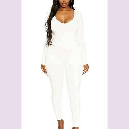 II Women's Rompers Long Sleeve Solid Skinny Bodycon Jumpsuits Fashion Sports Fitness Casual Activity Streetwear Overalls