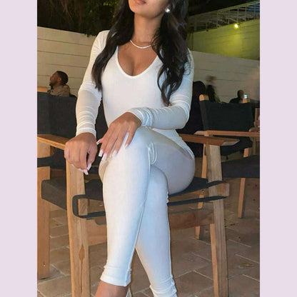 II Women's Rompers Long Sleeve Solid Skinny Bodycon Jumpsuits Fashion Sports Fitness Casual Activity Streetwear Overalls