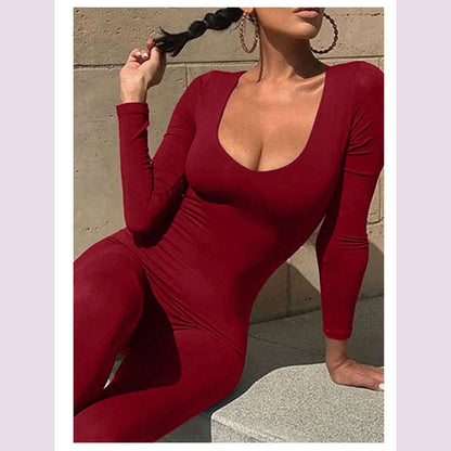 II Women's Rompers Long Sleeve Solid Skinny Bodycon Jumpsuits Fashion Sports Fitness Casual Activity Streetwear Overalls