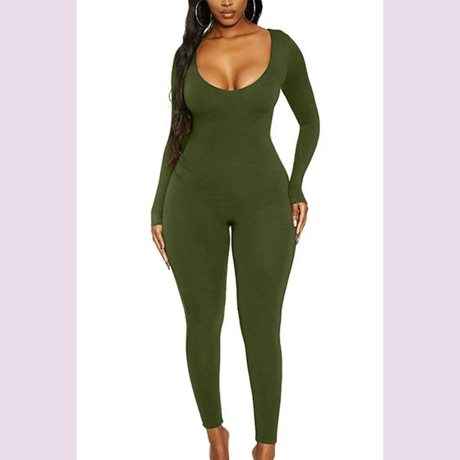 II Women's Rompers Long Sleeve Solid Skinny Bodycon Jumpsuits Fashion Sports Fitness Casual Activity Streetwear Overalls