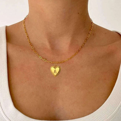 initial Letter Name Necklace for Women A-Z Alphabet Initial Pendant Choker Gold Color Collares Long Stainless Steel Chains Link