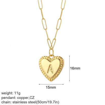 initial Letter Name Necklace for Women A-Z Alphabet Initial Pendant Choker Gold Color Collares Long Stainless Steel Chains Link