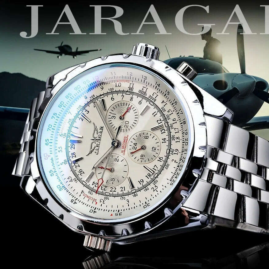 JARAGAR 212 Fashion Men's Automatic Mechanical Watch Waterproof Stainless Steel Calendar Luminous Luxury Business Man Watches