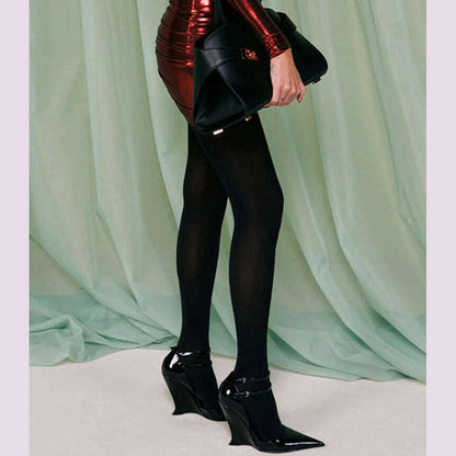 Lady Sexy Slope Heels Woman Ankle Strap Dress Wedding Shoes Party Sandalias De Mujer Luxury Sandals Women Designers