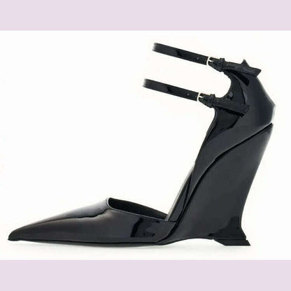 Lady Sexy Slope Heels Woman Ankle Strap Dress Wedding Shoes Party Sandalias De Mujer Luxury Sandals Women Designers