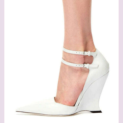 Lady Sexy Slope Heels Woman Ankle Strap Dress Wedding Shoes Party Sandalias De Mujer Luxury Sandals Women Designers