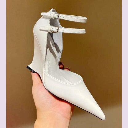 Lady Sexy Slope Heels Woman Ankle Strap Dress Wedding Shoes Party Sandalias De Mujer Luxury Sandals Women Designers