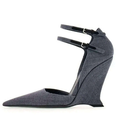 Lady Sexy Slope Heels Woman Ankle Strap Dress Wedding Shoes Party Sandalias De Mujer Luxury Sandals Women Designers