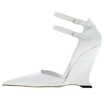 Lady Sexy Slope Heels Woman Ankle Strap Dress Wedding Shoes Party Sandalias De Mujer Luxury Sandals Women Designers