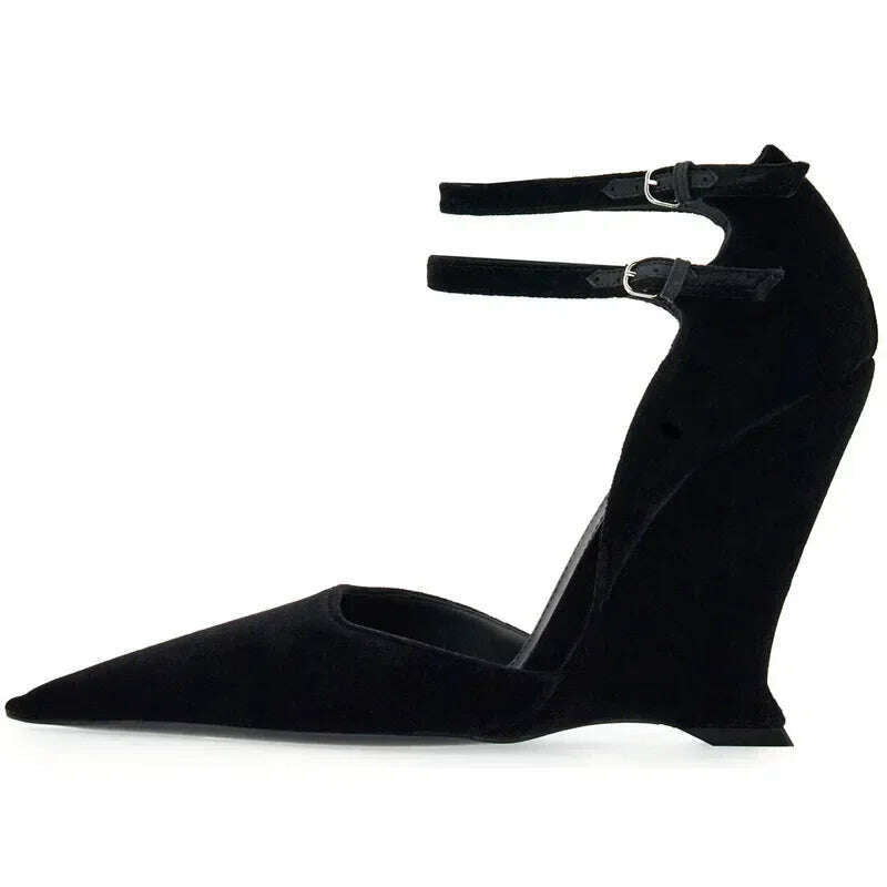 Lady Sexy Slope Heels Woman Ankle Strap Dress Wedding Shoes Party Sandalias De Mujer Luxury Sandals Women Designers