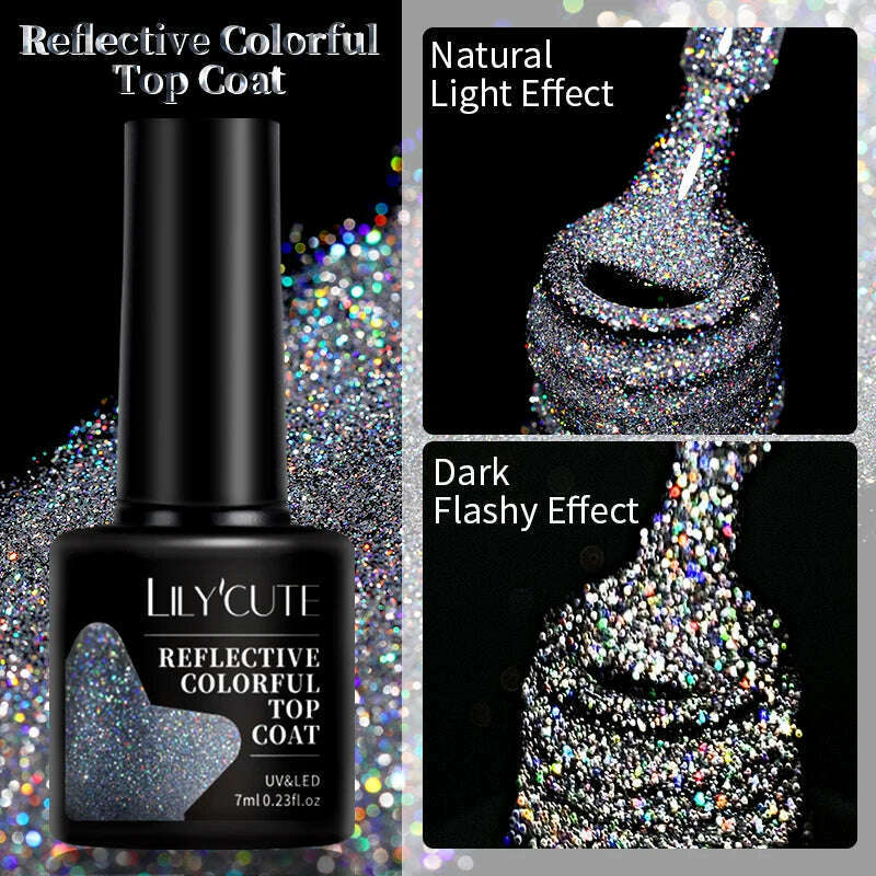 LILYCUTE 7ML Sparkling Glitter Rainbow Cat Magnetic Gel Nail Polish 9D Colorful  Semi Permanent Soak Off Nail Art UV Gel Varnish
