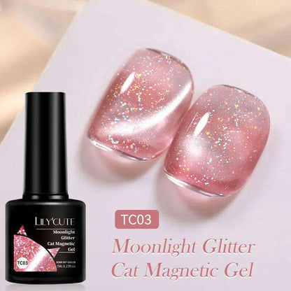 LILYCUTE 7ML Sparkling Glitter Rainbow Cat Magnetic Gel Nail Polish 9D Colorful  Semi Permanent Soak Off Nail Art UV Gel Varnish