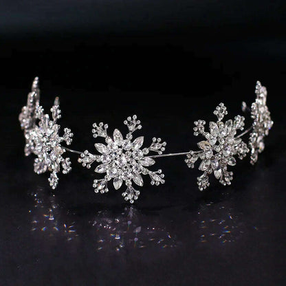 Luxury Crystal Snowflake Hairband Floral Bridal Tiaras Baroque Crown Rhinestone Pageant Diadem Headband Wedding Hair Accessories