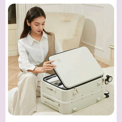 Mixi New Aluminum Frame Suitcase Carry On Rolling Luggage with USB Port Boarding Cabin Cup and Phone Holder 20 24 Inch