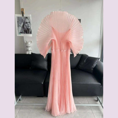 Miyake Folds 2024 Autumn New Plus-size Dress Hand-made Dolds Elegant Chested Evening Dress