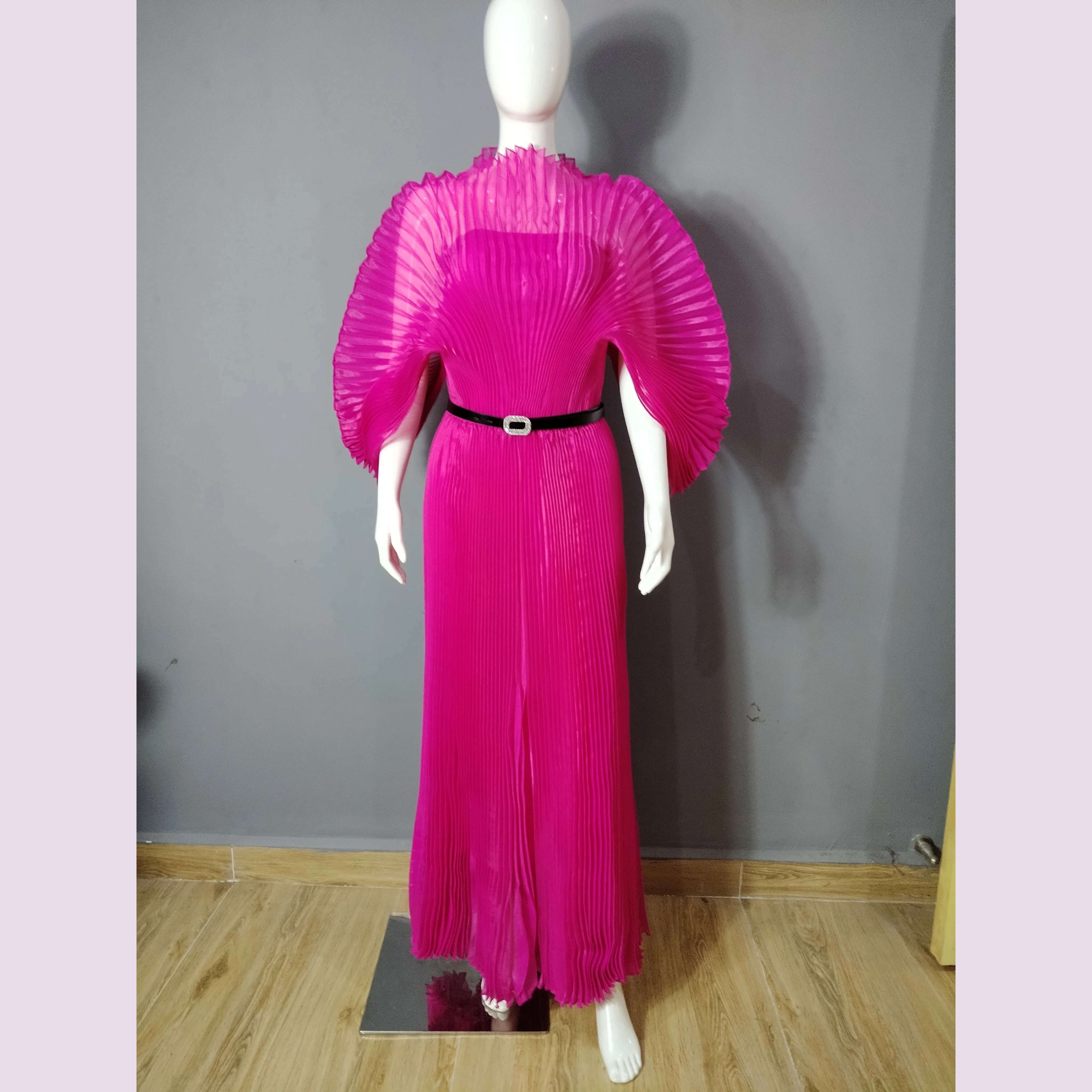 Miyake Folds 2024 Autumn New Plus-size Dress Hand-made Dolds Elegant Chested Evening Dress