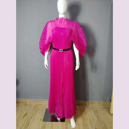 Miyake Folds 2024 Autumn New Plus-size Dress Hand-made Dolds Elegant Chested Evening Dress