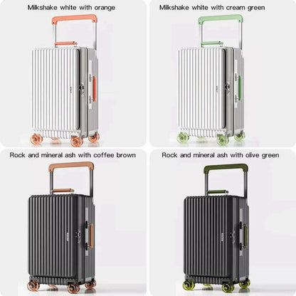 MUXING Wide Trolley Luggage Front Opening Multi-Functional Women 20-Inch Small Lightweight Boarding Box 24-Inch Men's Suitcase