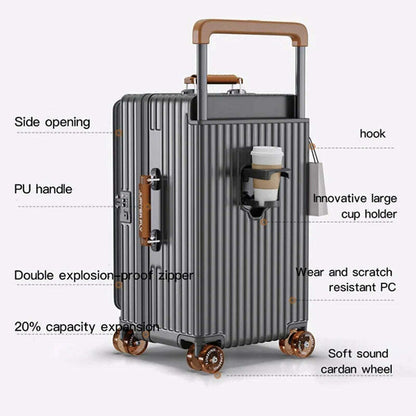 MUXING Wide Trolley Luggage Front Opening Multi-Functional Women 20-Inch Small Lightweight Boarding Box 24-Inch Men's Suitcase