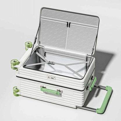 MUXING Wide Trolley Luggage Front Opening Multi-Functional Women 20-Inch Small Lightweight Boarding Box 24-Inch Men's Suitcase