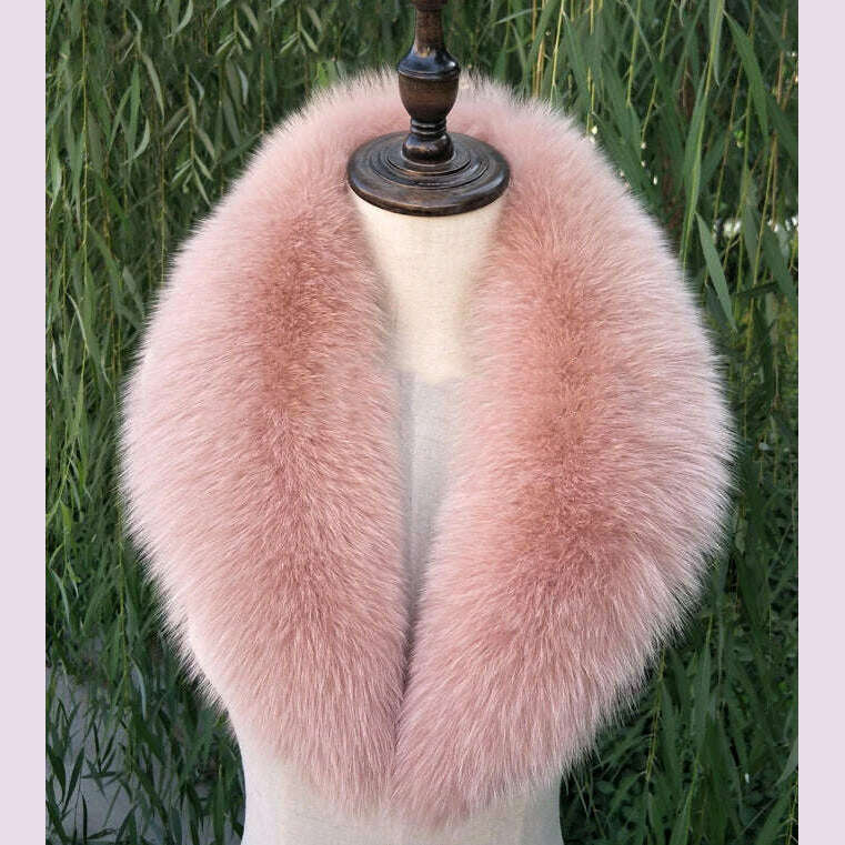 Natural Color Raccoon Fox Real Fur Collar Scarf Genuine Big Size Scarves Warp Shawl Neck Warmer Stole Muffler with Clip Loops #6