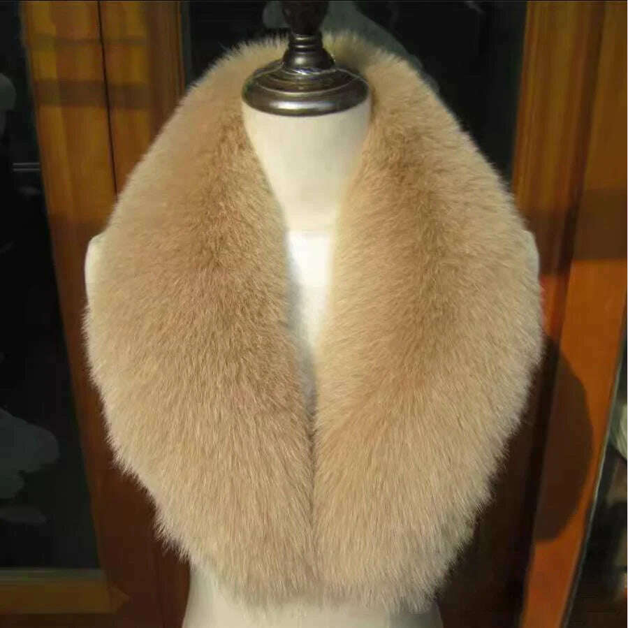 Natural Color Raccoon Fox Real Fur Collar Scarf Genuine Big Size Scarves Warp Shawl Neck Warmer Stole Muffler with Clip Loops #6