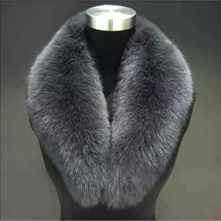 Natural Color Raccoon Fox Real Fur Collar Scarf Genuine Big Size Scarves Warp Shawl Neck Warmer Stole Muffler with Clip Loops #6