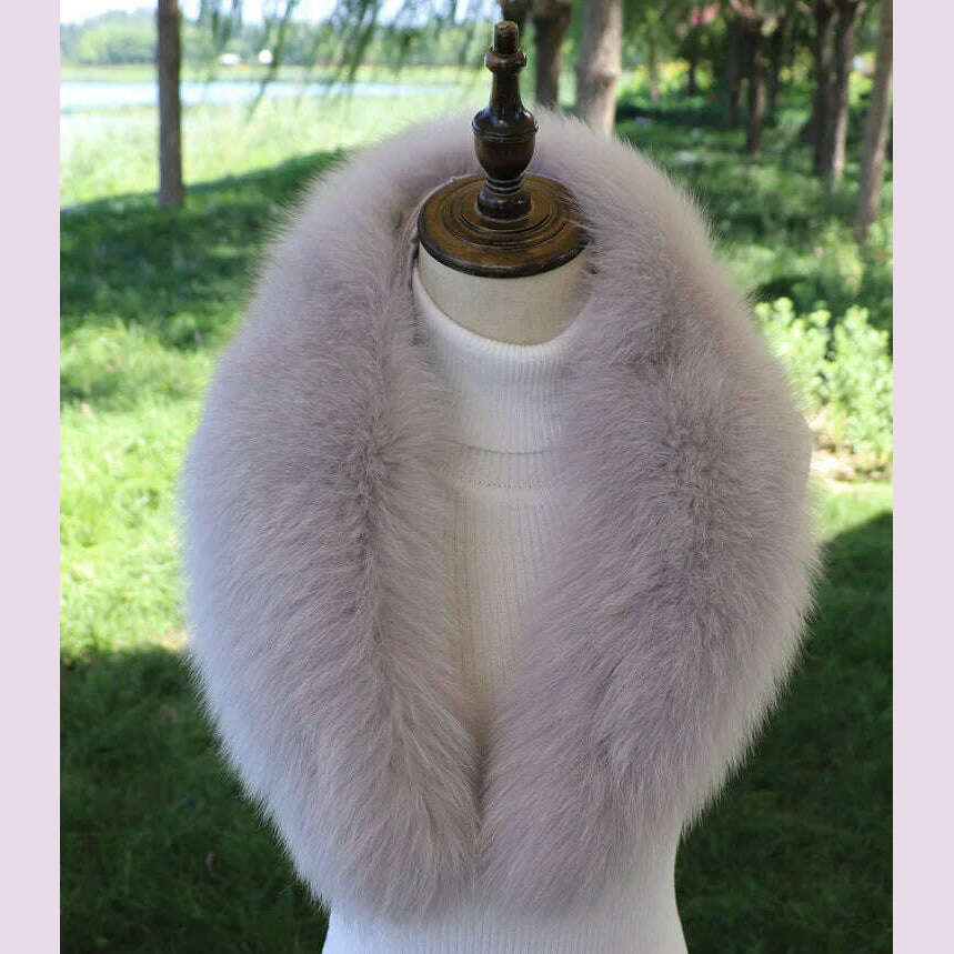 Natural Color Raccoon Fox Real Fur Collar Scarf Genuine Big Size Scarves Warp Shawl Neck Warmer Stole Muffler with Clip Loops #6