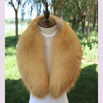 Natural Color Raccoon Fox Real Fur Collar Scarf Genuine Big Size Scarves Warp Shawl Neck Warmer Stole Muffler with Clip Loops #6