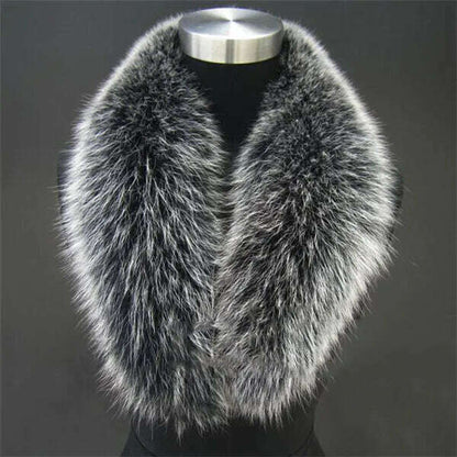 Natural Color Raccoon Fox Real Fur Collar Scarf Genuine Big Size Scarves Warp Shawl Neck Warmer Stole Muffler with Clip Loops #6