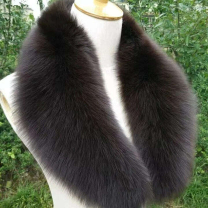 Natural Color Raccoon Fox Real Fur Collar Scarf Genuine Big Size Scarves Warp Shawl Neck Warmer Stole Muffler with Clip Loops #6