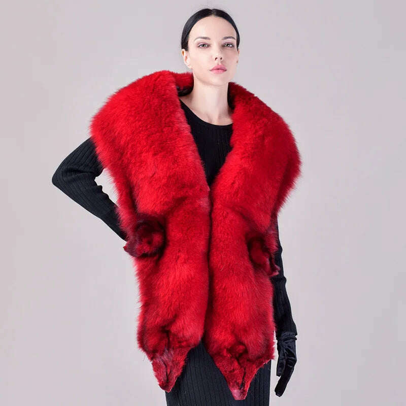 Natural Fur Fox Whole Skin Scarf Ladies Winter Fashion Retro Luxury Party Women Winter Warm Real Fur Collar Ring S5877