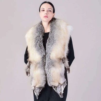 Natural Fur Fox Whole Skin Scarf Ladies Winter Fashion Retro Luxury Party Women Winter Warm Real Fur Collar Ring S5877