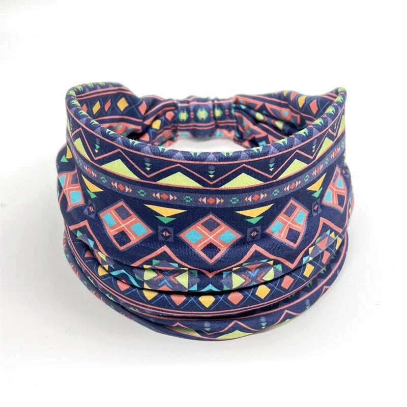 New African Pattern Print Wide Headband for Women Twist Style Hair Bandanas Head Wrap Elastic  Headwear Turban Girls Accessories