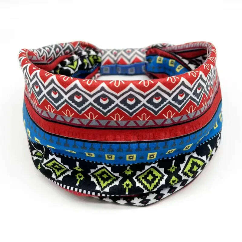 New African Pattern Print Wide Headband for Women Twist Style Hair Bandanas Head Wrap Elastic  Headwear Turban Girls Accessories
