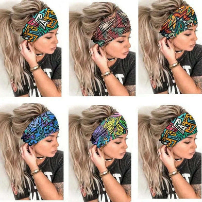 New African Pattern Print Wide Headband for Women Twist Style Hair Bandanas Head Wrap Elastic  Headwear Turban Girls Accessories
