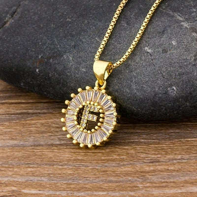 Nidin Hot Sale Women Girls Initial Letter Necklace 26 Letters Charm Family Name Pendant Top Quality Copper Zircon Jewelry Gift