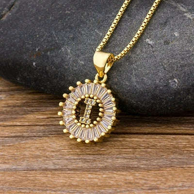 Nidin Hot Sale Women Girls Initial Letter Necklace 26 Letters Charm Family Name Pendant Top Quality Copper Zircon Jewelry Gift