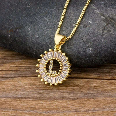 Nidin Hot Sale Women Girls Initial Letter Necklace 26 Letters Charm Family Name Pendant Top Quality Copper Zircon Jewelry Gift