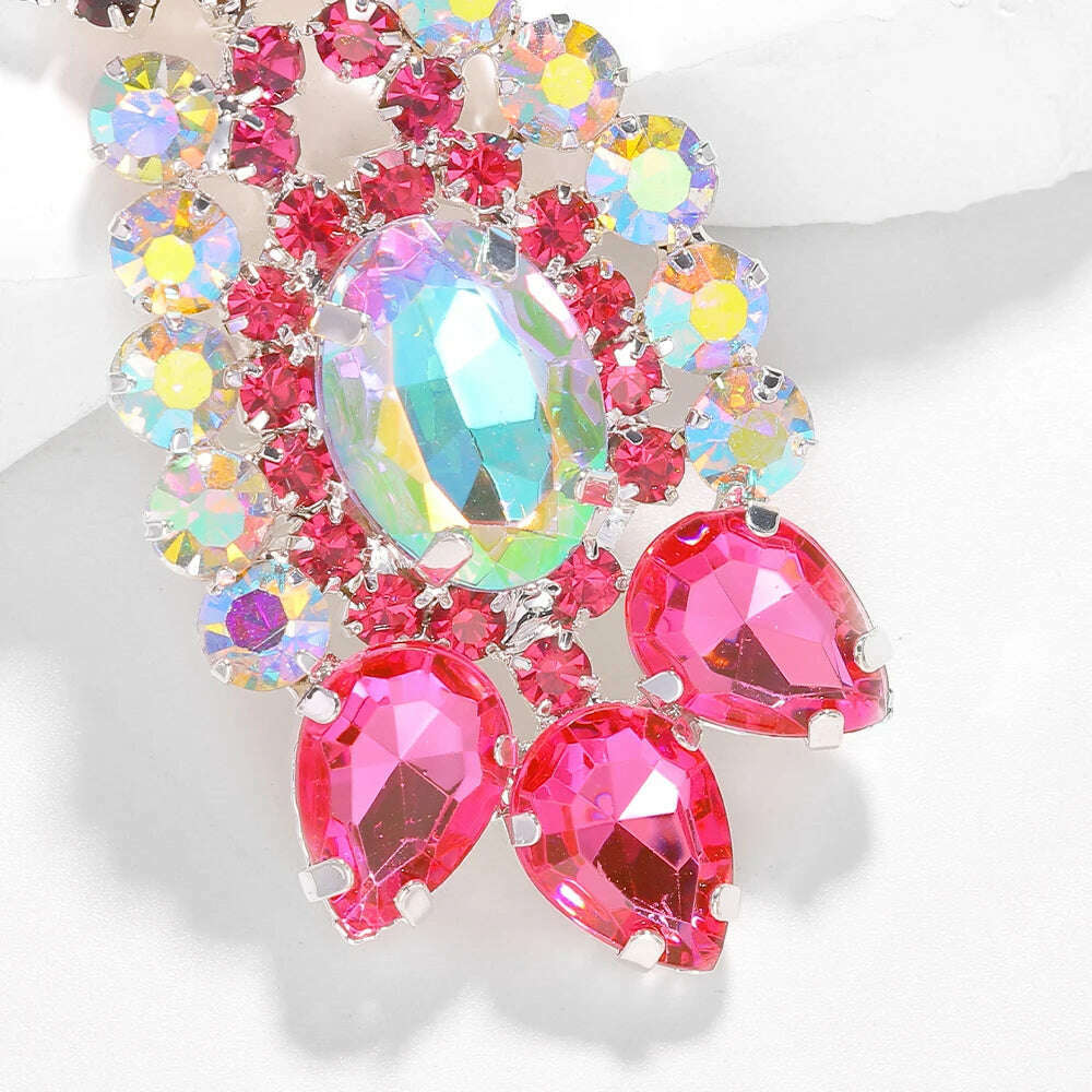 Purple Crystal Necklace Earrings Bracelet Rings Set Wedding Women Exaggerate Decoration Nigeria Bridal Jewelry Sets Party Gift