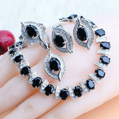 Purple Zircon Silver 925 Jewelry Sets Bridal Earrings Charms Bracelets For Women Ring Pendant Necklace Set Wedding Jewelry