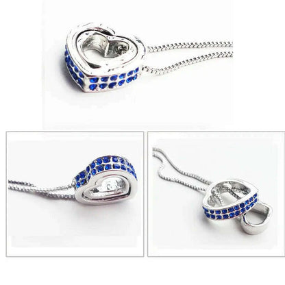 quality float double Heart Pendant sweater chain Necklace crystal shine rhinestone charm birthday gift girls wed fashion jewelry