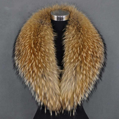 Real Raccoon Fur Collar Women Natural Fur Scarf  Winter Large Size Warm Wraps  Furry Fur Scarves for Coat Jackets Collars