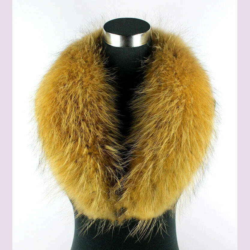 Real Raccoon Fur Collar Women Natural Fur Scarf  Winter Large Size Warm Wraps  Furry Fur Scarves for Coat Jackets Collars