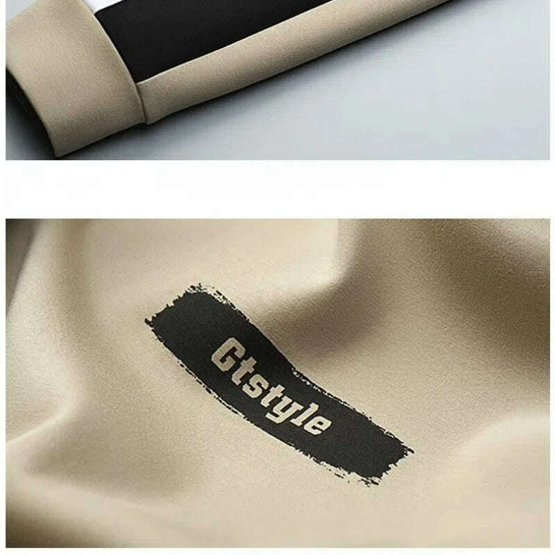 Round Neck Letter Printing Contrast Color Pullover Lantern Long Sleeve Men's Clothing Loose Casual Hoodies Boyfriend Tops