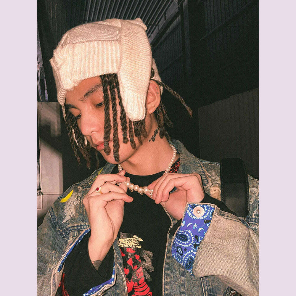 SALUTE ACADEMY EVA Hip Hop Punk Diamond Pearl Skull Personality Cool Necklace Set For Men Women Girls Party Rapper Jewelry Gift